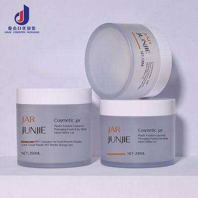 Personalizzazione 120ml 150ml 200ml 4oz 8oz 250ml trasparente Crema per il viso e il corpo Cream per il corpo burro PET Bottiglie di plastica con coperchio bianco